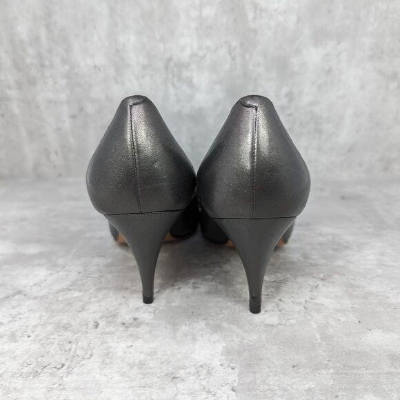 Rare Vintage Bally Pewter Leather Suede High Heels Handmade in Italy Size 5 - Picture 4 of 6